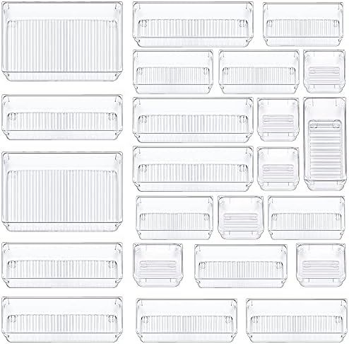 Amazon.com: CHEFSTORY 23 PCS Clear Drawer Organizers Set, 4 Sizes Plastic Vanity Drawer Organizer... | Amazon (US)