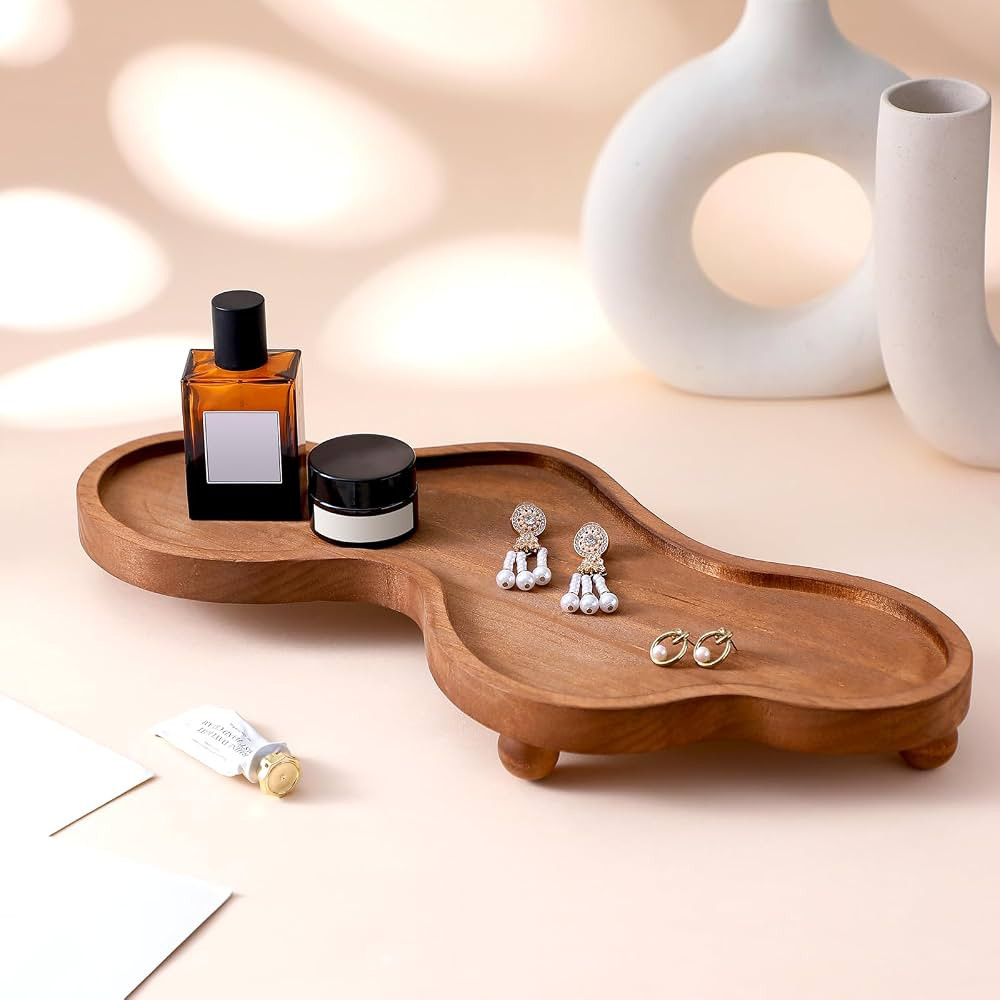 Uiifan Bandeja de perfume de nube de madera, bandeja decorativa de joyería irregular para mujere... | Amazon (US)