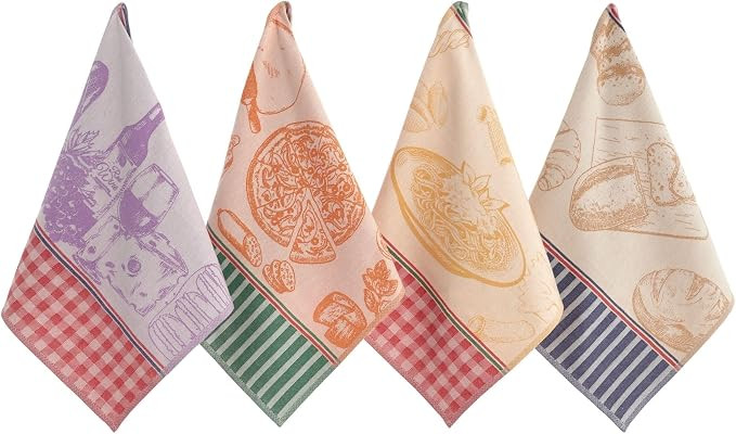 100% Cotton French Jacquard Kitchen Tea Towel Set of 4 - Italian & French Gourmet Kitchen Towels ... | Amazon (US)