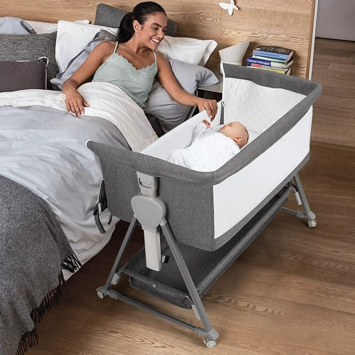 Cowiewie Bassinet Bedside Sleeper, Baby Bassinet with 7 Adjustable Height, Bedside Bassinet for B... | Amazon (US)