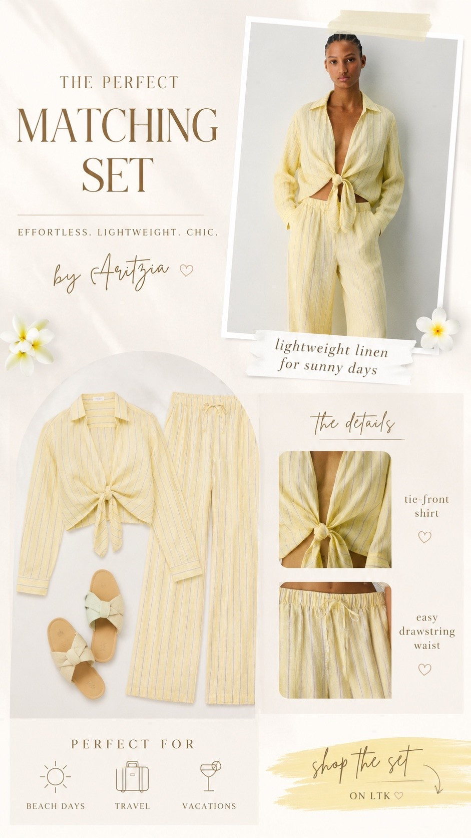 If "European summer" were an outfit 🍋✨
This striped linen set is the definition of effortless dressing. The tie-front top and relaxed wide-leg pants make it look polished while feeling incredibly comfortable.
Perfect for warm-weather travel, resort days, and easy summer styling.

#LTKootd #LTKTravel #LTKSeasonal