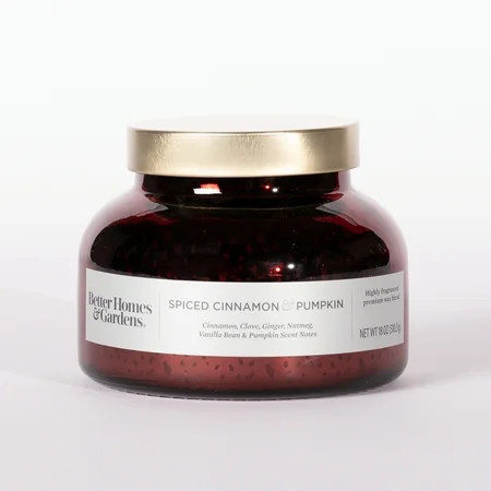 Better Homes & Gardens 18oz Spiced Cinnamon & Pumpkin Scented 2-Wick Mercury Glass Bell Jar Candle | Walmart (US)