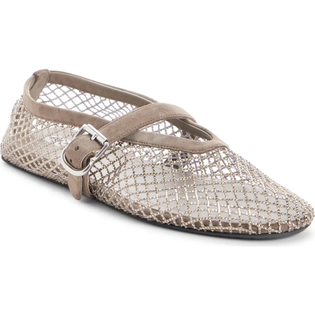 Alaïa Fishnet Mary Jane Flat in Argent at Nordstrom, Size 7Us | Nordstrom