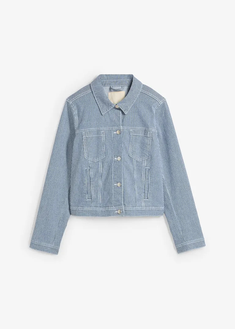 gestreifte Jeansjacke, verkürzt | Bonprix DE