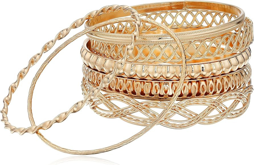 GUESS Women's Six Piece Textured Bangle Set | Amazon (US)