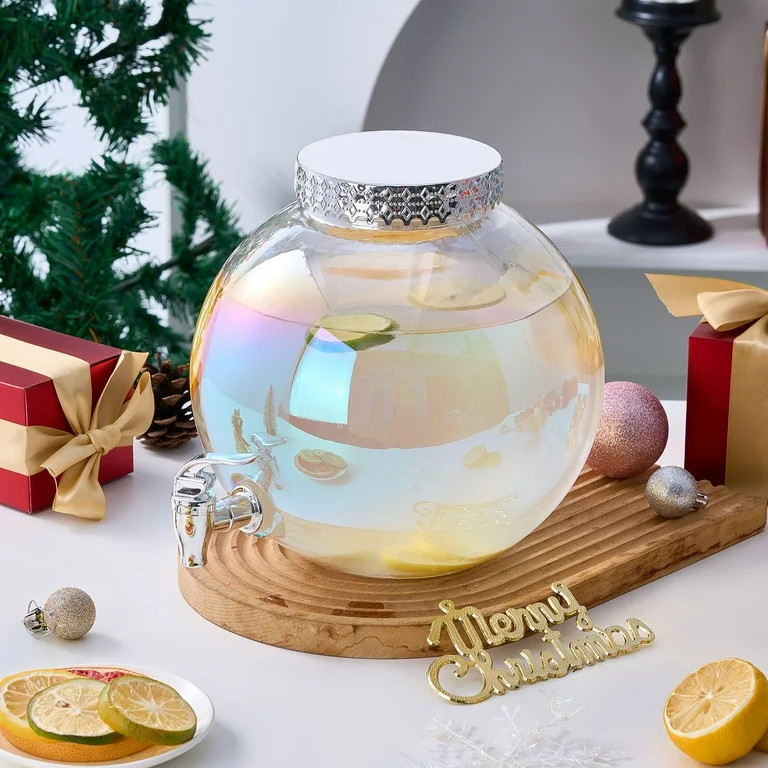 Holiday Time 1.5 Gallon Clear Iridescent Glass Ornament Dispenser | Walmart (US)