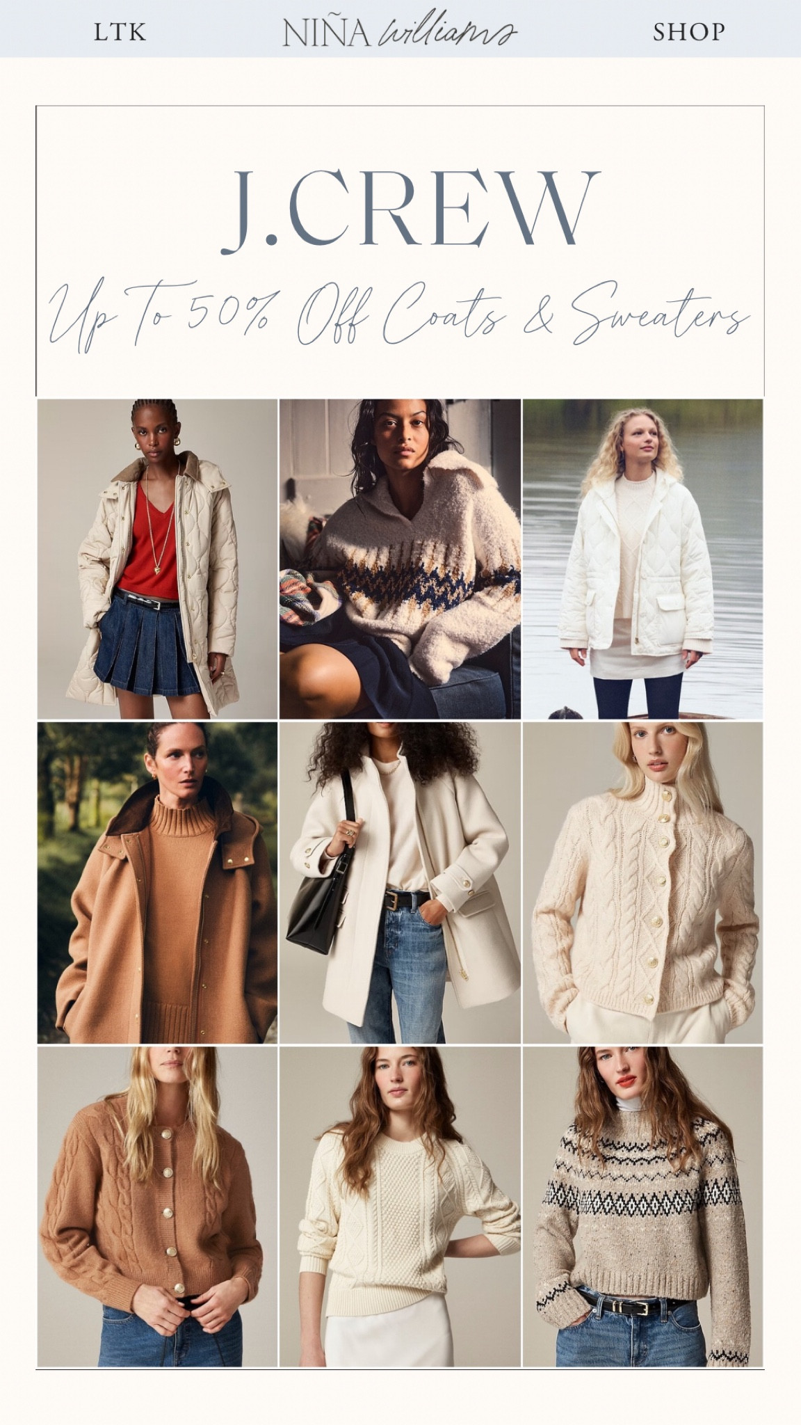 J.Crew up to 50% off coats and sweaters! Winter coats - cozy sweaters - holiday sweaters - holiday gift guide for her 

#LTKSaleAlert #LTKOver40 #LTKGiftGuide