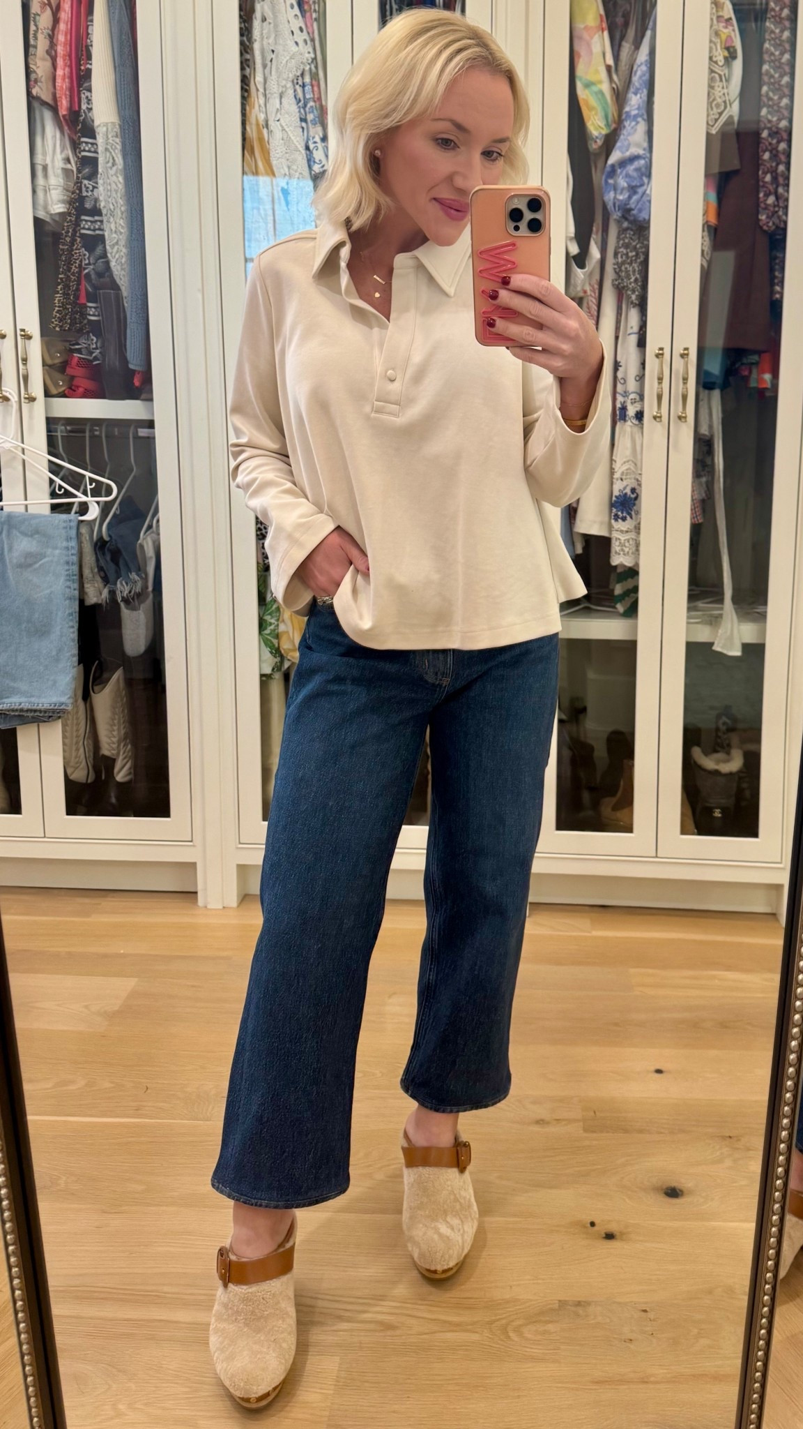 Tuckernuck cream long sleeve polo. Size XS. Fall style. Fall look. Clogs. Fall shoes.
Petite style. 

#LTKShoeCrush #LTKPetite #LTKSeasonal