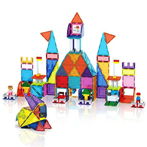 PicassoTiles 353pcsMagnetic Brick Tile and Magnetic Tile Combo Set, Action Figures Included, Building Blocks STEM Toys, Educational Montessori Preschool Toddler Classroom Learning Toys, Kids Activity | Amazon (US)