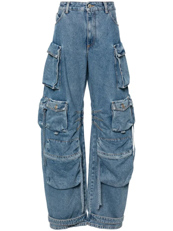 The Attico Fern wide-leg Cargo Jeans | Blue | FARFETCH | Farfetch Global