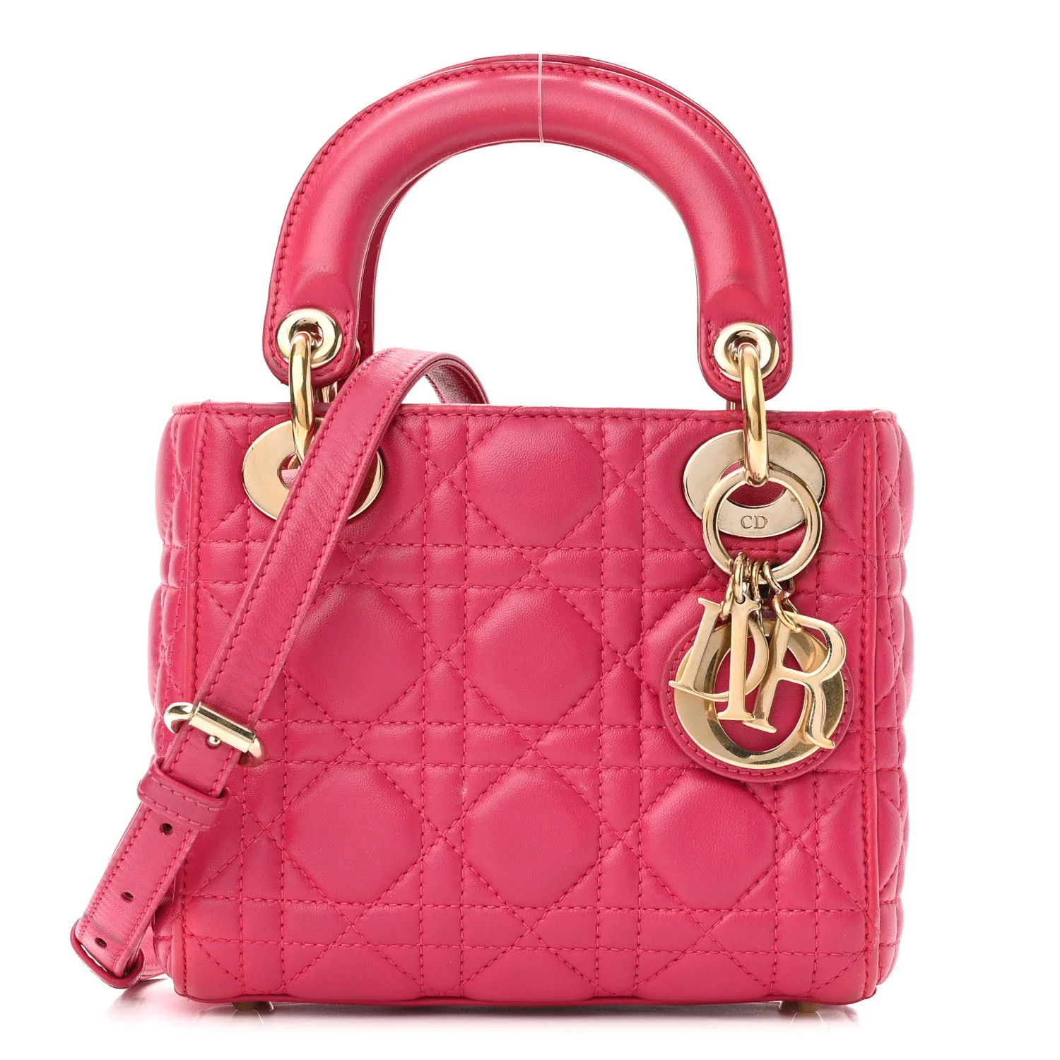 Lambskin Cannage Mini Lady Dior Fuchsia | FASHIONPHILE (US)