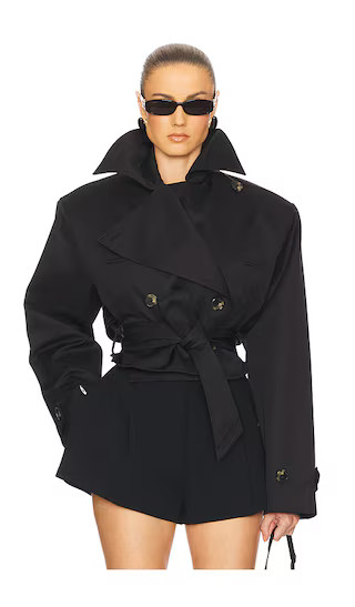 Oversized Cropped Trench in Black | Revolve Clothing (Global)
