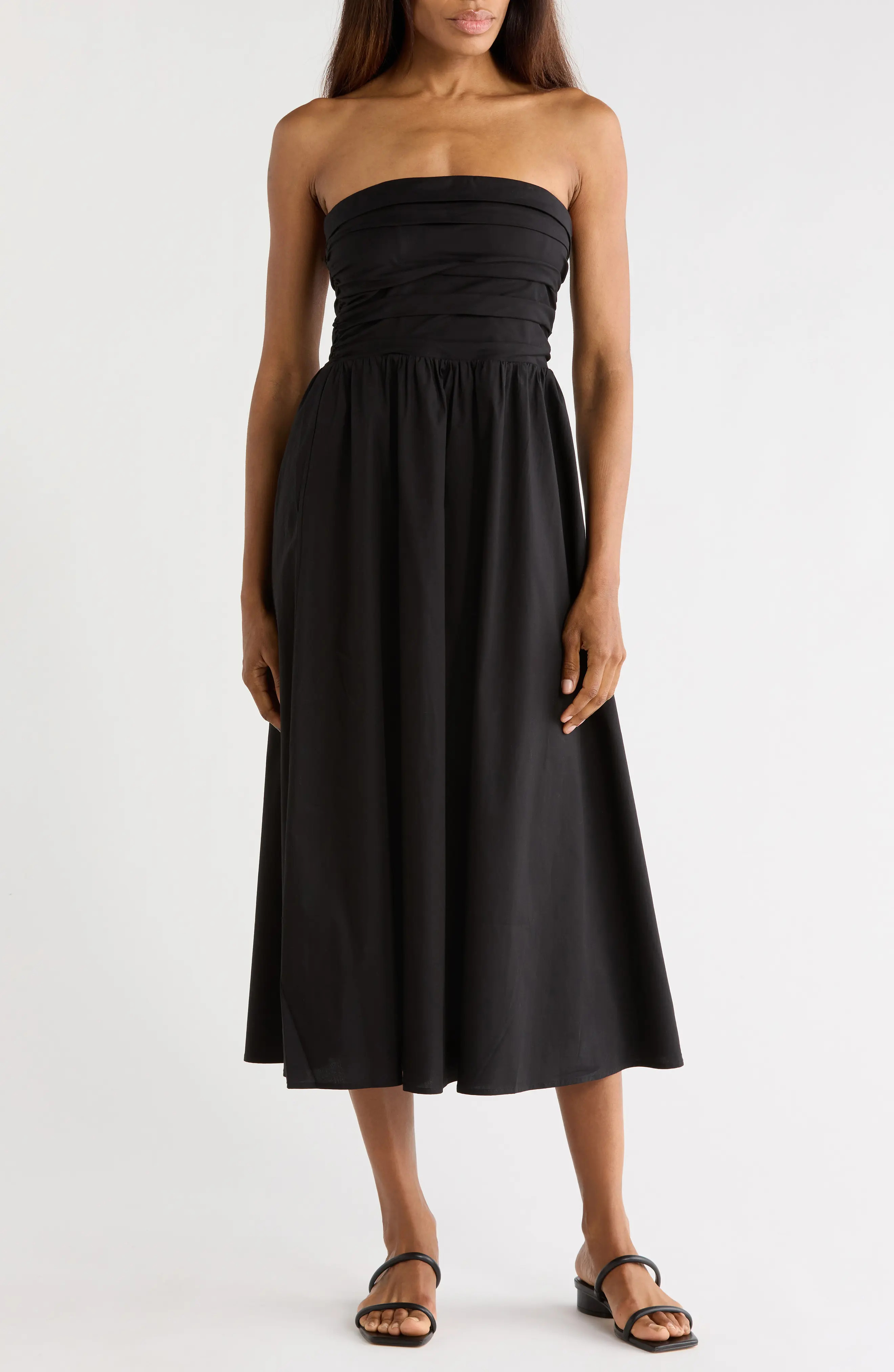Ruched Strapless Midi Dress (Women) | Nordstromrack | Nordstrom Rack