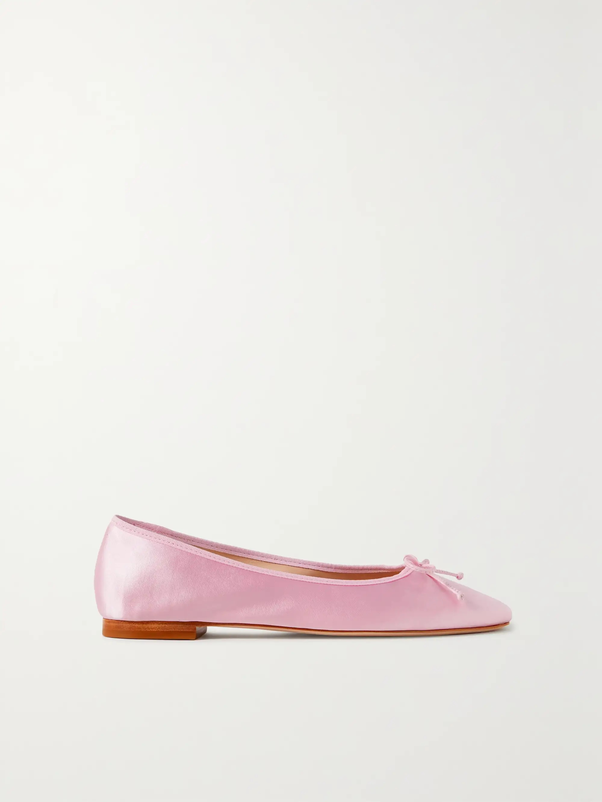 Bow-embellished satin ballet flats | NET-A-PORTER (US)