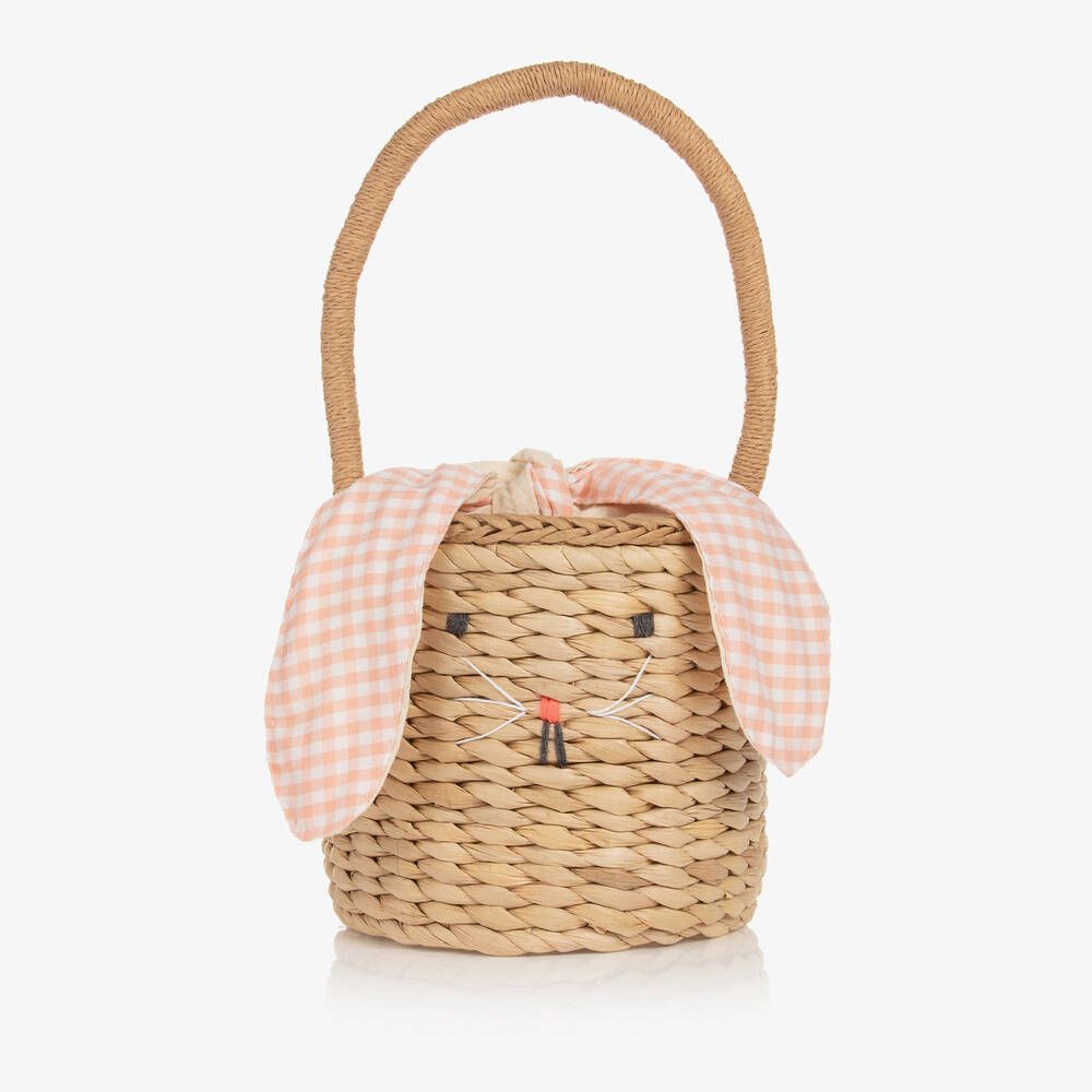 Beige Straw Bunny Basket Bag (18cm) | Childrensalon
