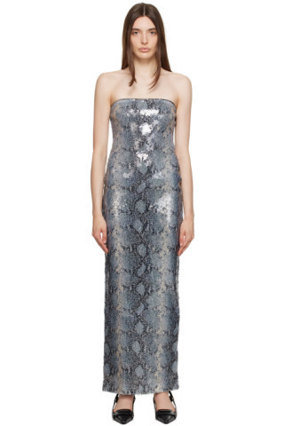 Gray Althena Python Midi Dress | SSENSE