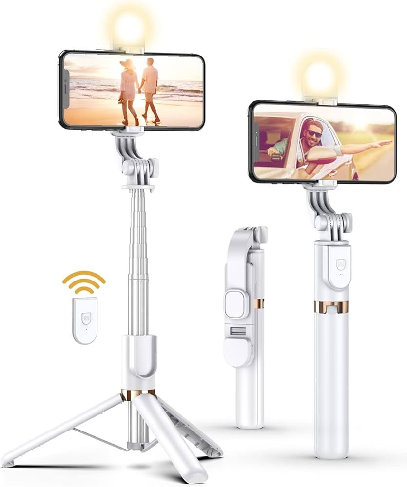 Selfie Stick Tripod with Wireless Remote, Cellphone Selfie Stick Tripod with LED Fill Light, for ... | Amazon (US)