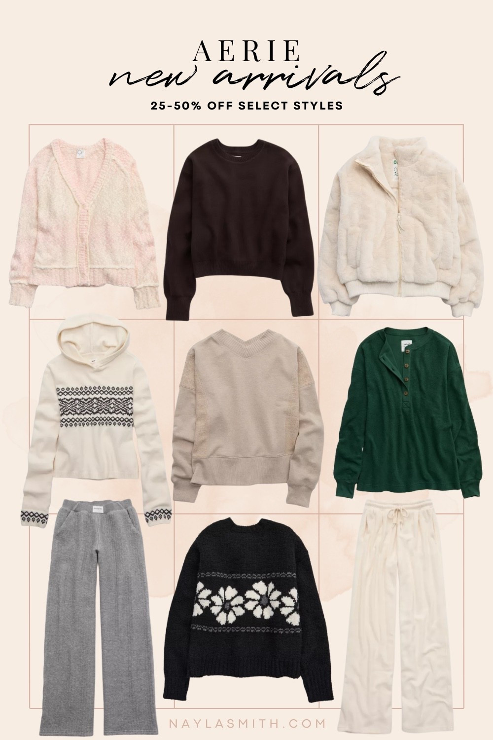 Aerie new arrivals, most on sale! Cozy matching sets, sherpa pants, pink cardigan, fair isle sweater hoodie, comfy lounge pants, faux fur jacket. Gift ideas for her, gifts for tee girls

#LTKgiftguide #LTKsale #LTKwinter