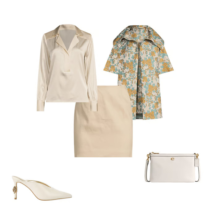 Brocade Floral Oversized Point Collar 3/4 Sleeve Pocketed Topper Jacket | Dillard's