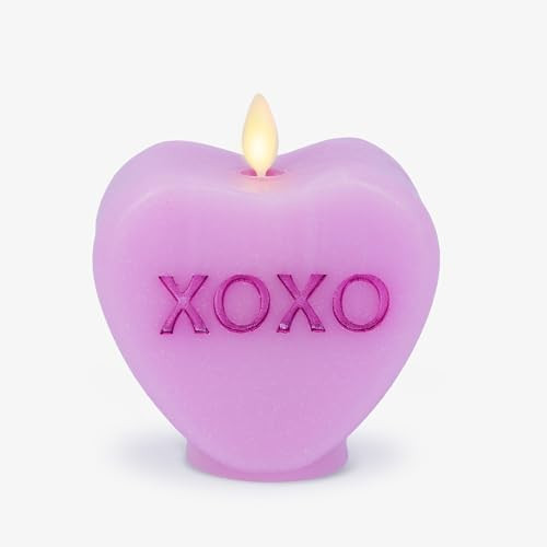 Luminara Candy Heart XOXO Pastel Orchid Candle- Flameless Real-Flame Romantic Battery Operated LED Decor- Valentine's Day Collection- 3.5" x 4.5" | Amazon (US)