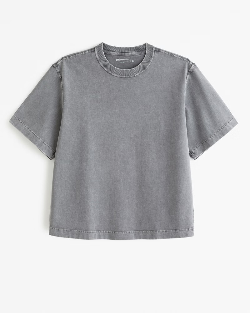 Abercrombie & Fitch Men's Premium Heavyweight Cropped Tee in Grey Pattern - Size XXL | Abercrombie & Fitch (US)