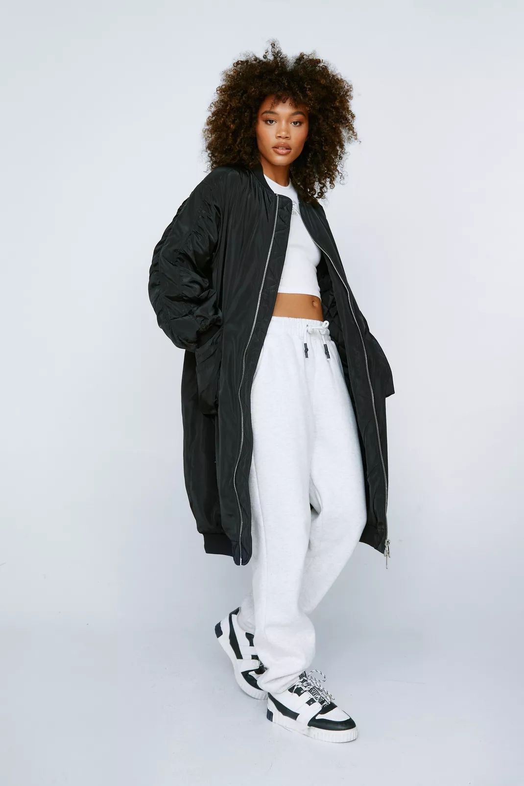 Longline Oversized Zip Through Bomber Jacket | Nasty Gal UK (+IE)