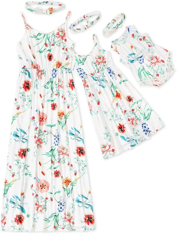 IFFEI Mommy and Me Matching Dress Spaghetti Strap Summer Casual Sundress Beach Sleeveless Dress w... | Amazon (US)