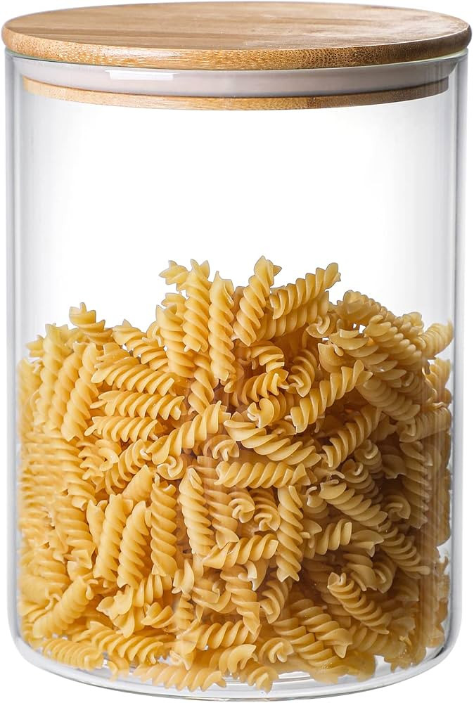 3000 ML/100 FL OZ Clear Glass Storage Canister Holder with Airtight Bamboo Lid, Extra Large Conta... | Amazon (US)