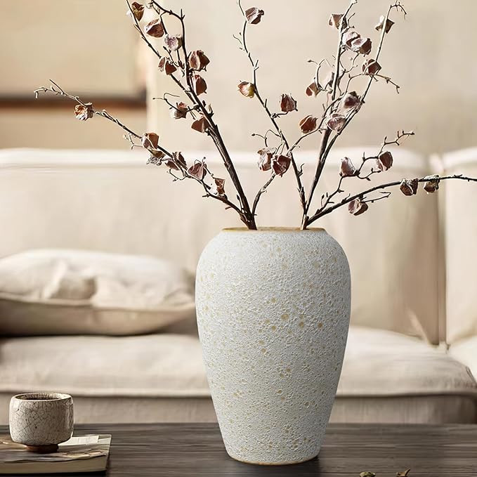 Ceramic Farmhouse Large Flower Vase,10.2 Inch Decor Terra Cotta Pottery Vase Boho Ceramic Rustic ... | Amazon (US)