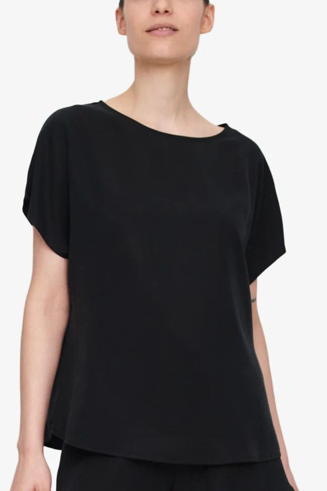 Woven T-Shirt Black Tencel Twill | The Sleep Shirt