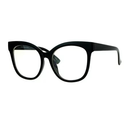 SA106 Womens Flat Lens Oversize Horn Rim Clear Lens Eye Glasses Black | Walmart (US)