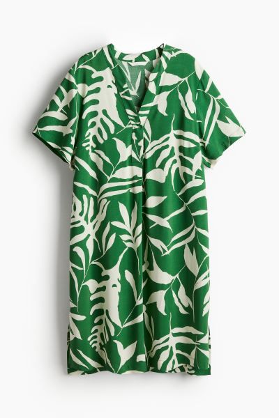 Viscose Tunic Dress - Green/patterned - Ladies | H&M US | H&M (US + CA)
