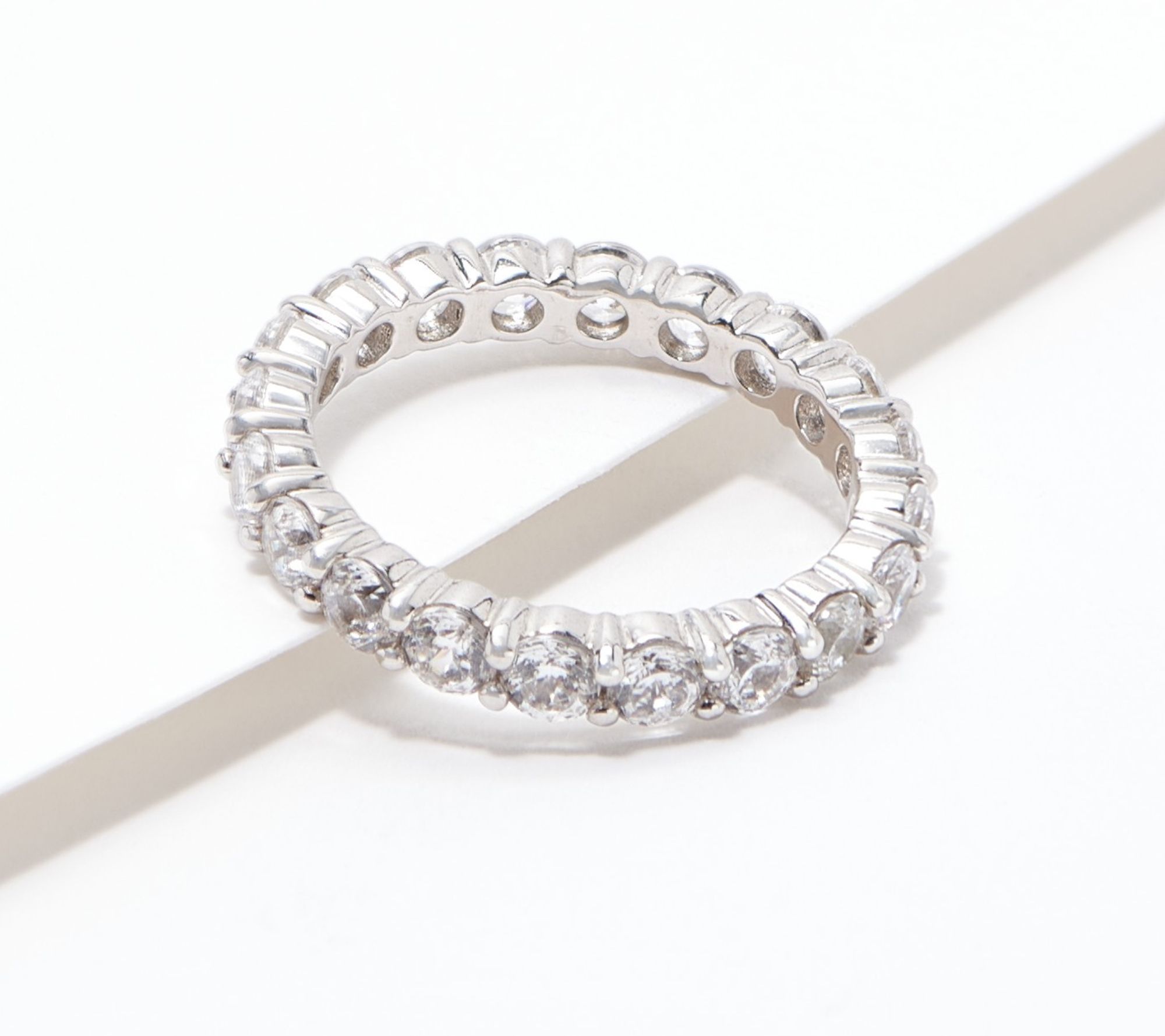 Diamonique 100-Facet Eternity Band Ring, 14K Clad or Sterling | QVC
