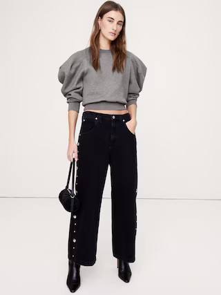 Puff-Sleeve SweatshirtShop This LookPuff-Sleeve Sweatshirt$120.00Image of 5 stars, 4 are filled, ... | Banana Republic (US)