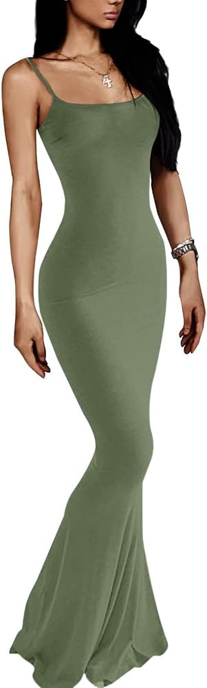 VIUTIL Women's Maxi Bodycon Dress Sexy Spaghetti Strap Sleeveless Tight Slip Long Dresses 2023 | Amazon (US)