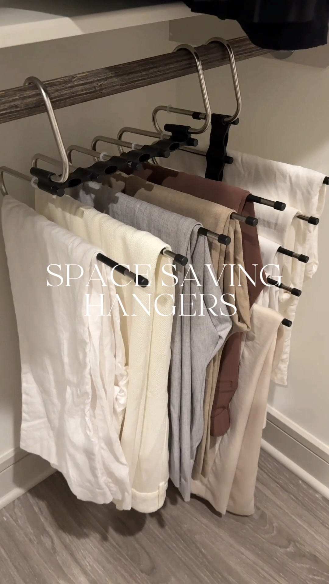 In the process of organizing my closet and I’m obsessed with these space saving hangers for my pants. They come in a pack of two! 

#LTKSeasonal #LTKFindsUnder50 #LTKHome