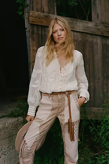 Embroidered Floral Peasant Top | Anthropologie (US)