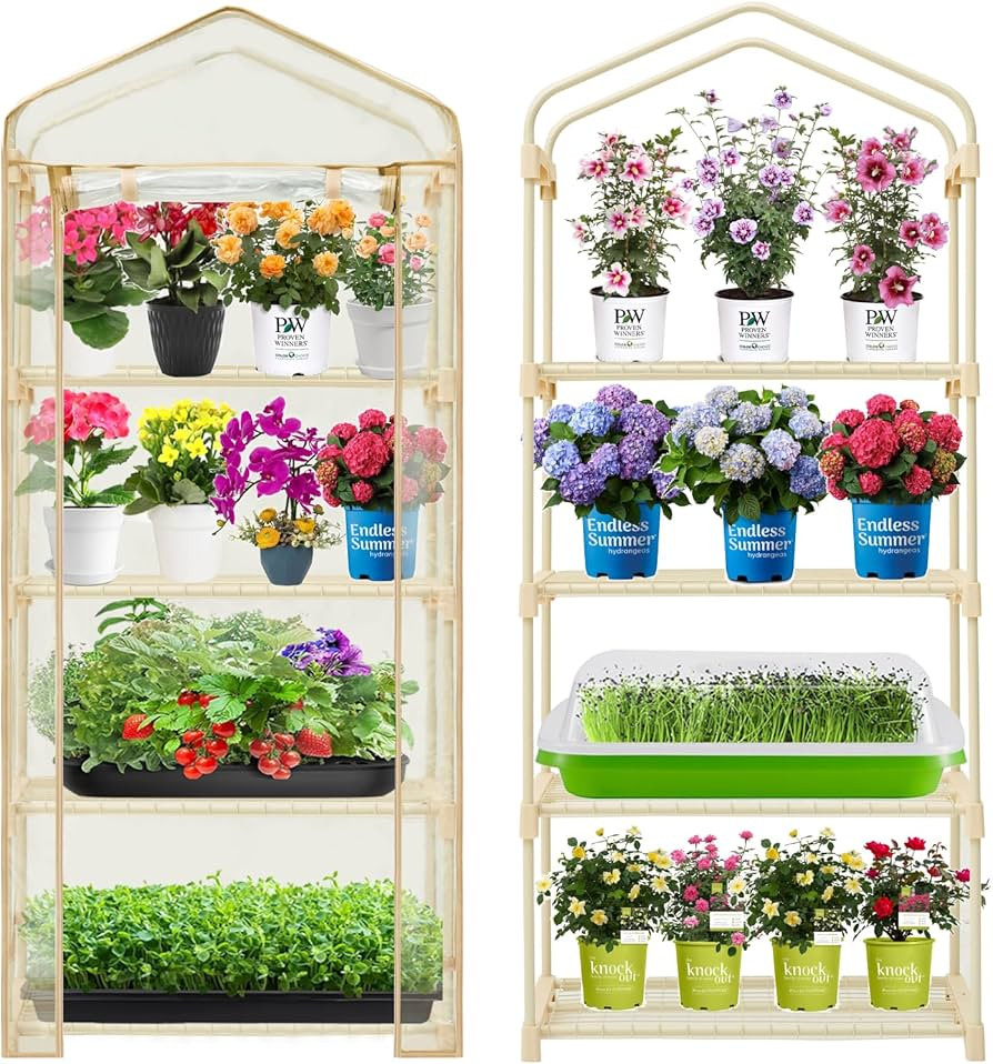 Garden 4-Tier Greenhouse – for Indoor Outdoor Gardening Hot House w/ Zippered Cover and Metal S... | Amazon (US)