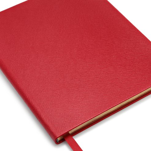 Portobello Notebook in Panama in scarlet red | Smythson | Smythson