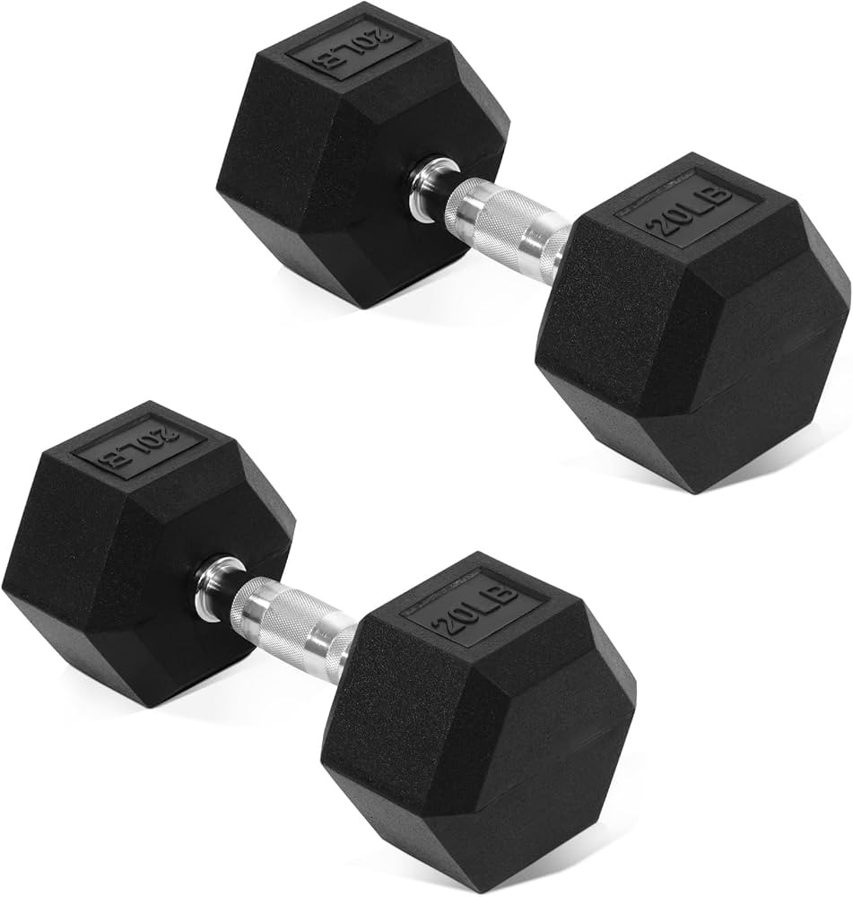 Fitvids Hex Dumbbells Rubber Coated Hand Weights for Exercises and Fitness Home Gym, 5-50 LB Pair | Amazon (US)