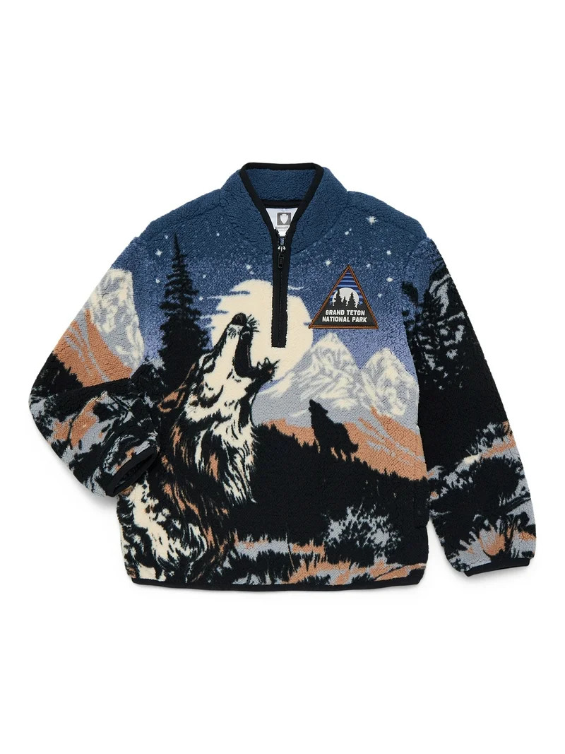 National Parks Grand Teton Boys Plush Quarter Zip Sweatshirt, Sizes 4-18 | Walmart (US)