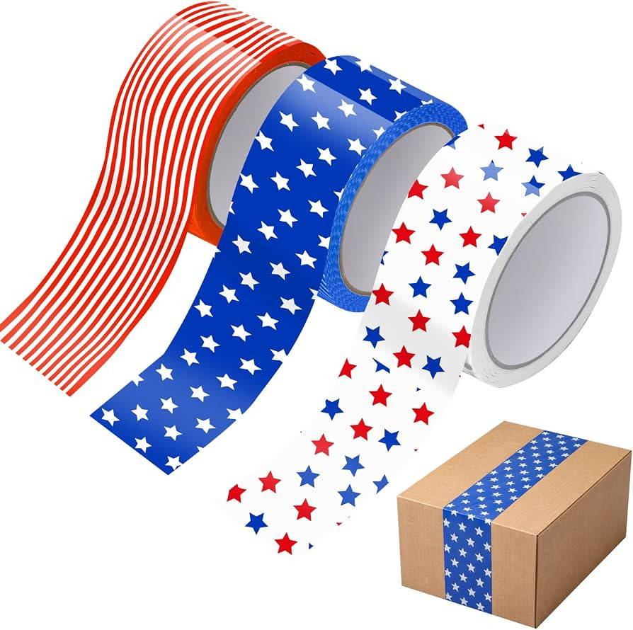 Marspark 3 Rolls 4th of July Duct Tape 50 Yard x 2 Inch, Red White and Blue Decorative Printed Pa... | Amazon (US)