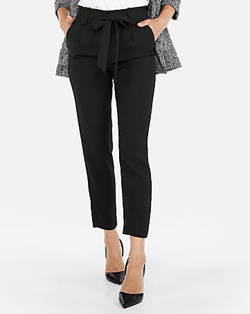 High Waisted Paperbag Ankle Pant | Express