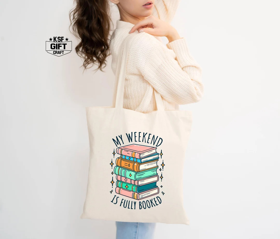 My Weekend is Fully Booked Tote Bag, Trendy Book Gift, Book Lovers Bag, Librarian Bag, Book Nerd ... | Etsy (US)