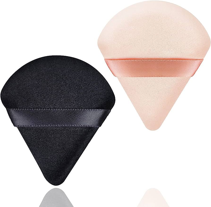 2 Pcs Triangle Makeup Powder Puff for Face Powder Soft Triangle Velour Powder Puff Reusable Trian... | Amazon (US)