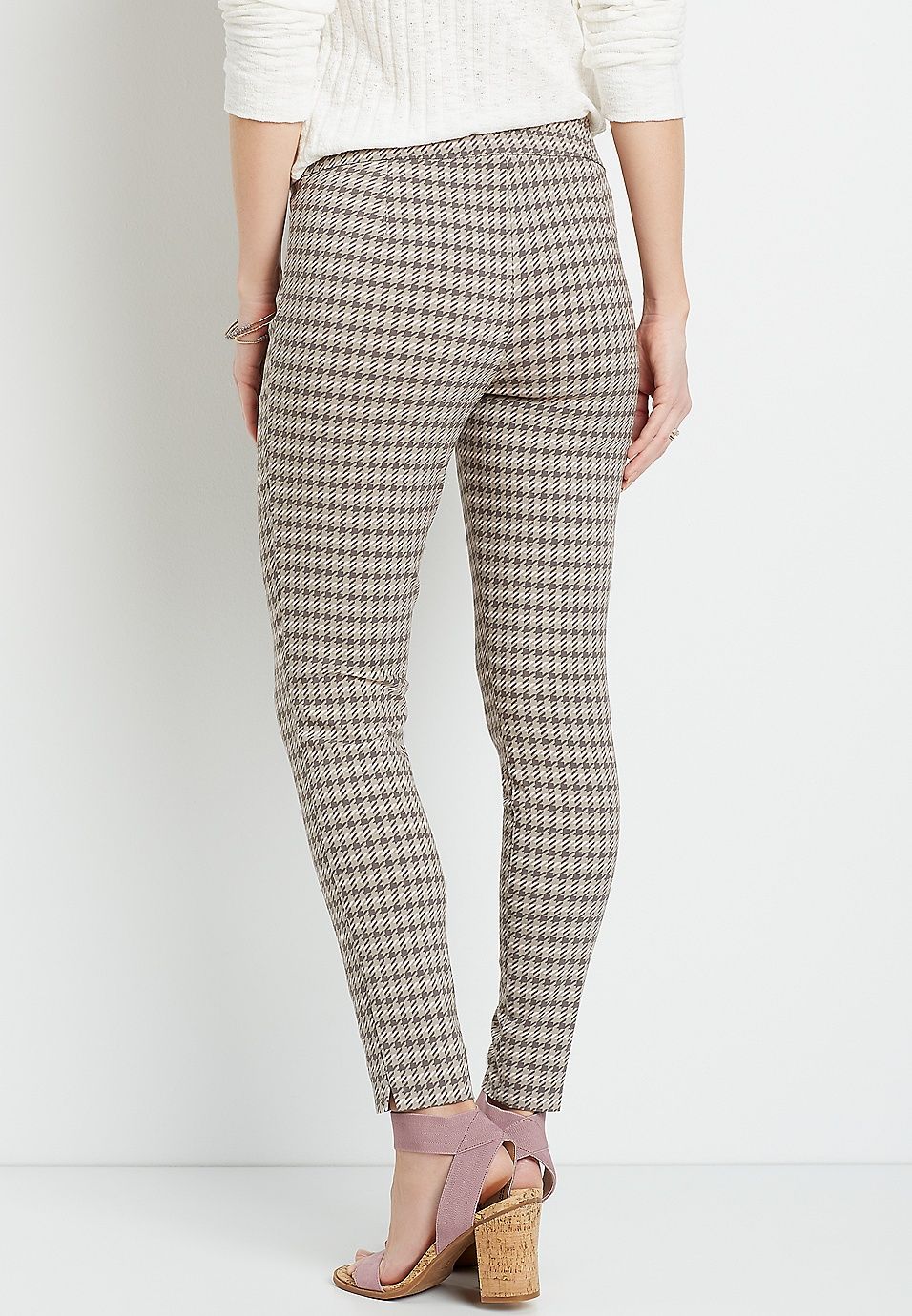 Houndstooth Bengaline Skinny Ankle Pant | Maurices