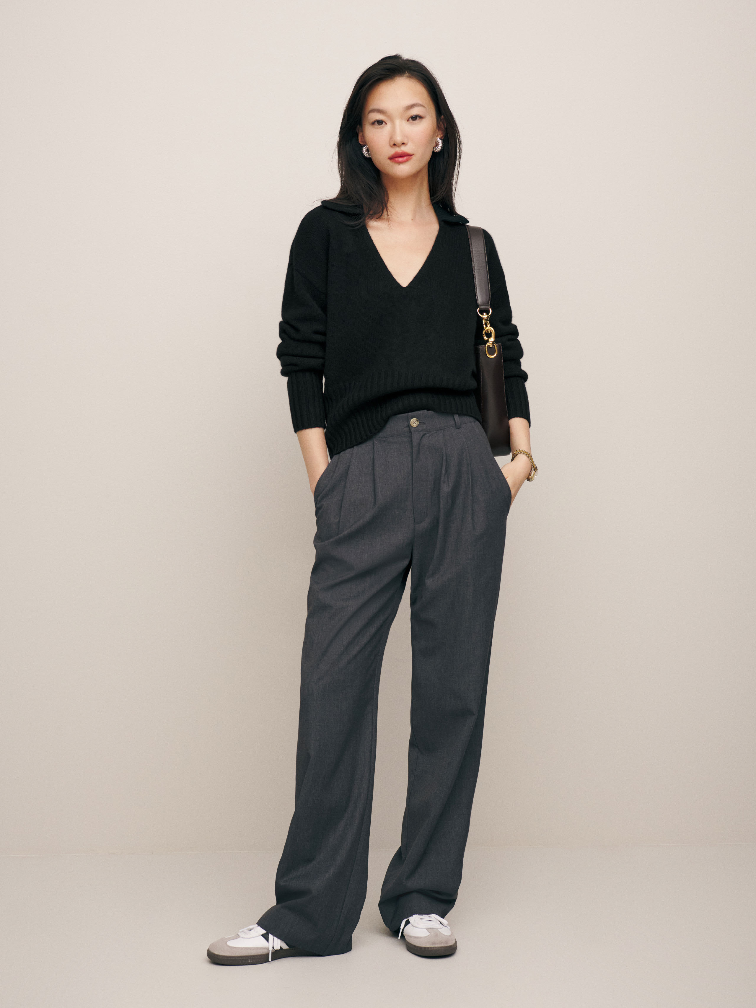 Beckie Cashmere Collared Sweater | Reformation (Global)