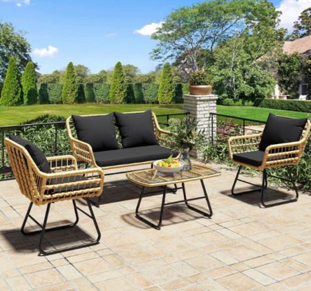 Looking to experience outdoor leisure in style and comfort? This patio furniture set fits the bill; Ample seat space with thick cushions allows cozy parent-child time, as well as great snuggling with your pet; Cushion cover is detachable for easy maintenance.

#LTKover40 #LTKhome #LTKSeasonal