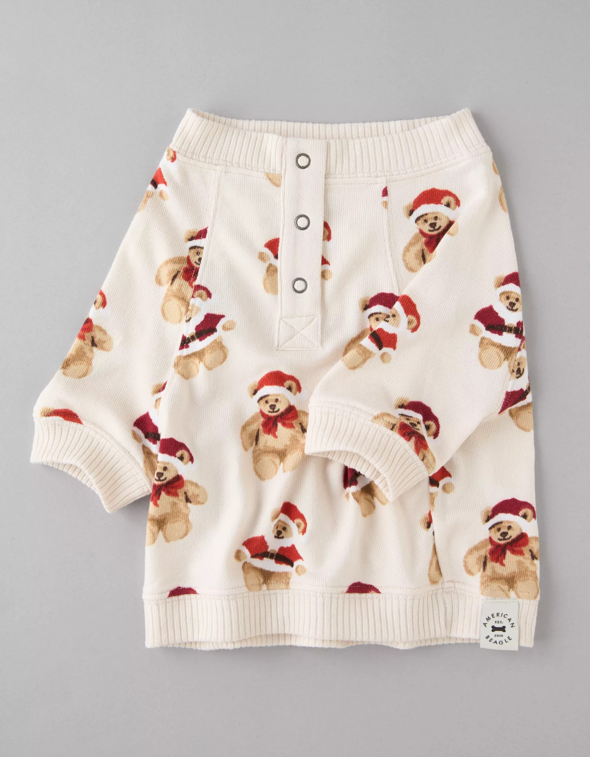 ABO Holiday Teddy Bear Plush Dog PJ Top | American Eagle Outfitters (US & CA)