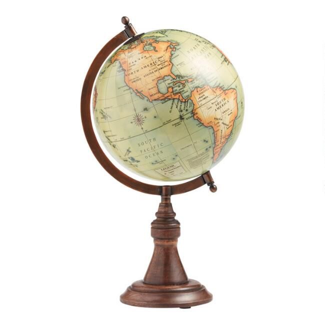 Antique Green Globe With Wood Stand | World Market